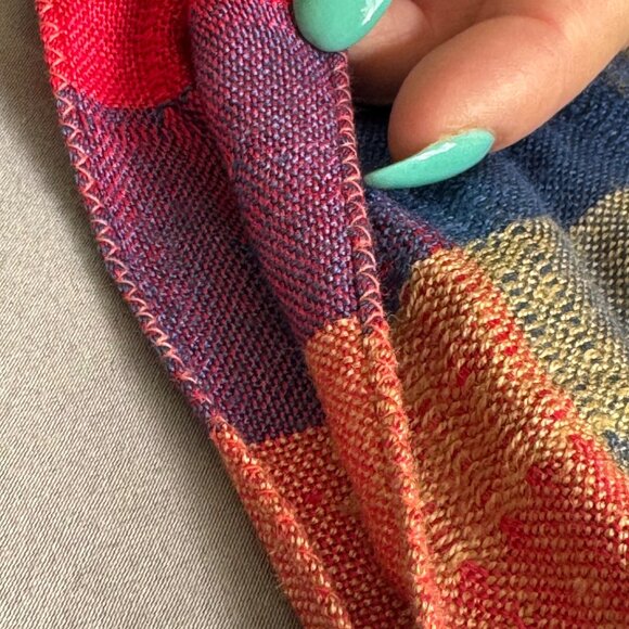 Vintage Ben Goodman Plaid Scarf Fringe Oblong - Picture 5 of 5